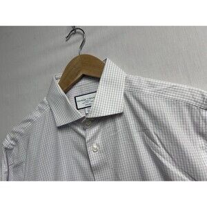 Charles Tyrwhitt Button Down Shirt Slim Fit Mens 16.5/35 Purple Checker